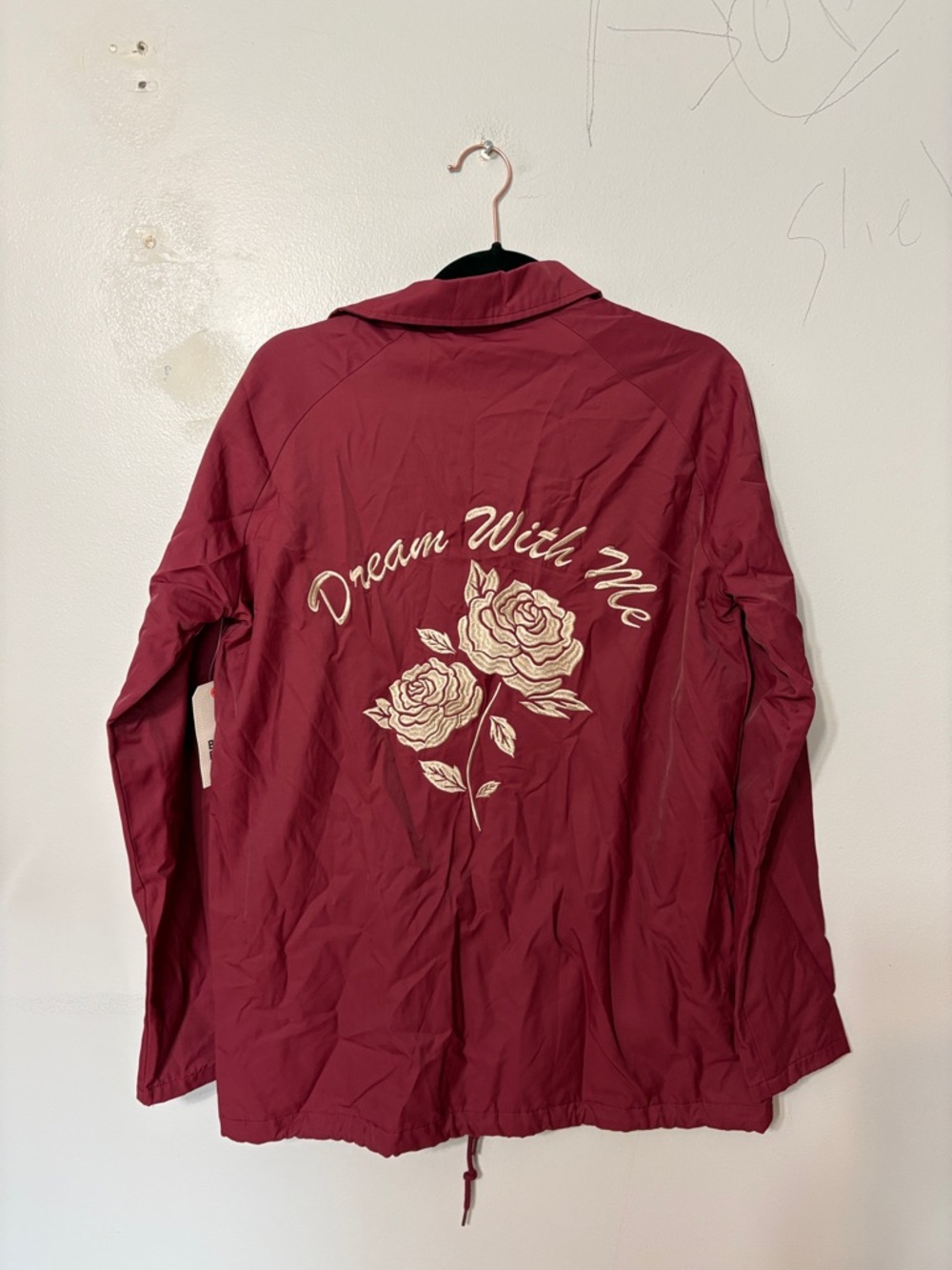 Billabong Dive In Coach Jacket Rose Embroidered Snap Front Size S NWT - Picture 4 of 6